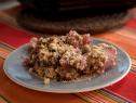 Chef Marc Murphy's Red Wine Cooked Apples with Pecan Crumble, as seen on Guy's Ranch Kitchen, Season 2.