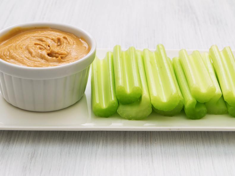 Celery sticks with peanut butter. Healthy snack