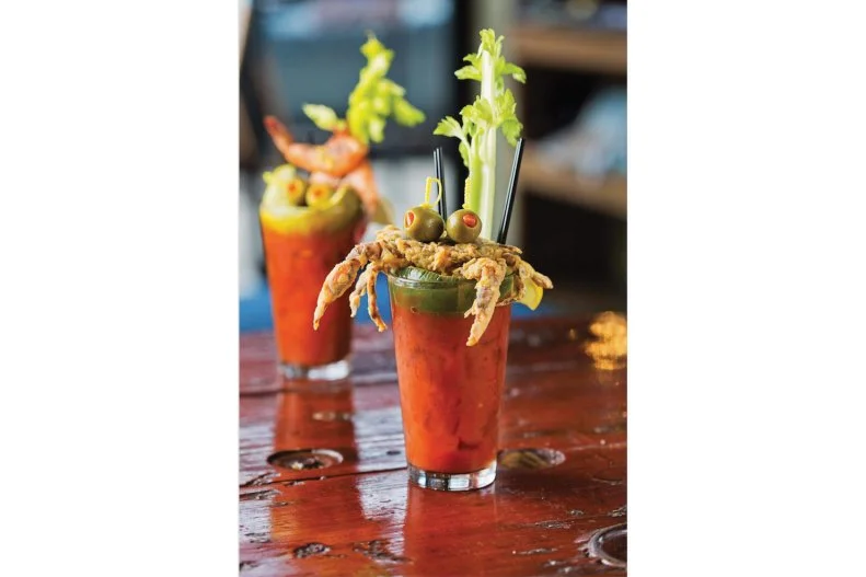 This seafood haven carries its under-the-sea motif straight through to brunch, gamely loading pint glass-proportioned Bloodys with everything from spice-rubbed prawns to whole, flash-fried soft-shell crabs in season, adorably adorned with two pimento-stuffed olives for eyes.