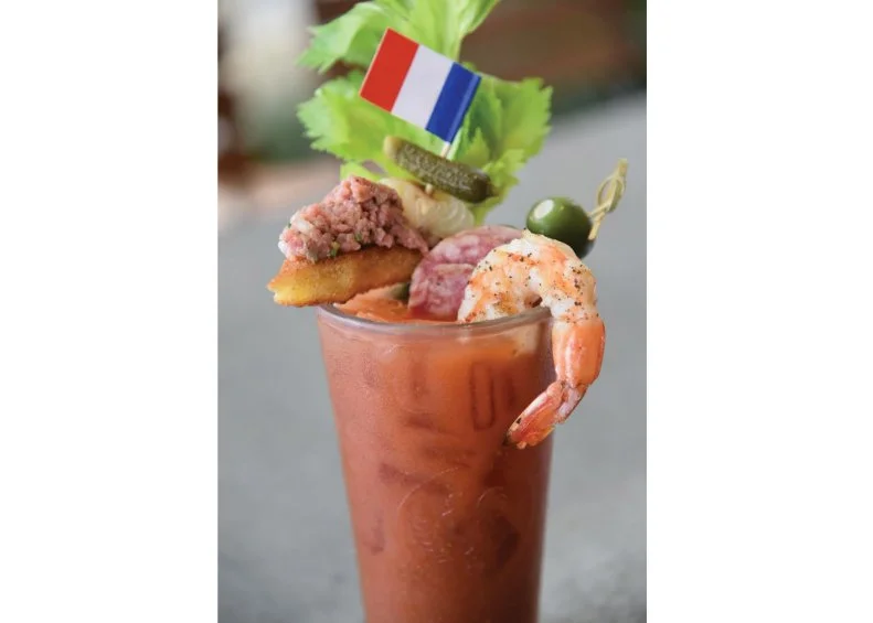 What's in a name? Not a whole lot when it comes to this far-from-basic Bloody, which brings a taste of France to Florida, by way of fresh-pressed tomato juice embellished with cornichons, pickled onions, salami, spicy boiled shrimp, steak tartare on a toast point and a tiny French flag.