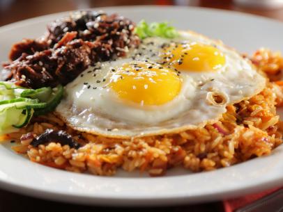 Kimchi Bacon Fried Rice as Served at Eight Noodle in Napa, California, as seen on Diners, Drive-Ins and Dives, Season 29.