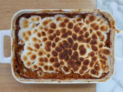 Close-up of Sweet Potato Pudding, as seen on Barefoot Contessa - Back to the Basics, Special.
