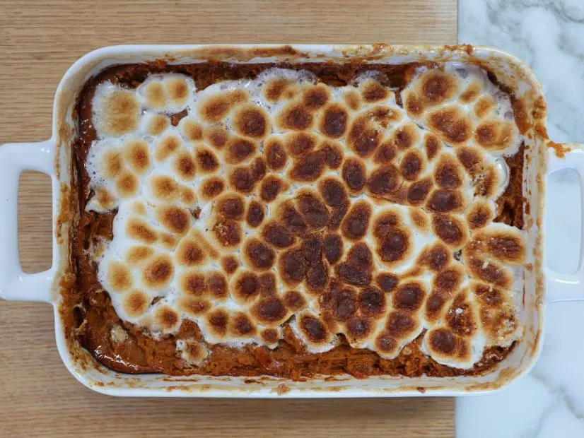 Close-up of Sweet Potato Pudding, as seen on Barefoot Contessa - Back to the Basics, Special.