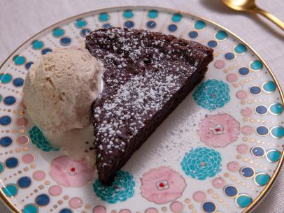 Chocolate Flourless Cake with a scoop of Cinnamon Ice Cream is the perfect birthday dessert as seen on Martina’s Table.