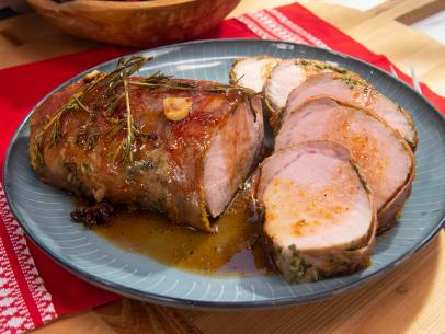 Proscuitto-wrapped pork loin, as seen on The Kitchen, Season 19.