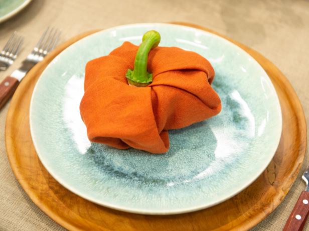 Pumpkin napkins, as seen on The Kitchen, Season 19.