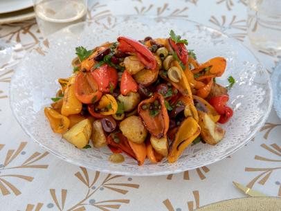Food Beauty of Blistered Baby Pepper Salad as prepared by Giada De Laurentiis as seen on season 4 of Giada's Holiday Handbook