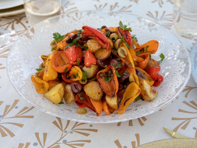 Food Beauty of Blistered Baby Pepper Salad as prepared by Giada De Laurentiis as seen on season 4 of Giada's Holiday Handbook