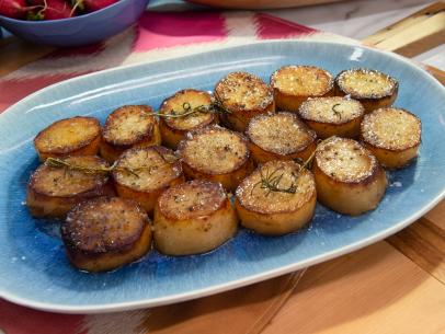 Melting potatoes with herbs, as seen on The Kitchen, Season 19.