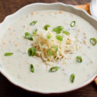 Close-up of Corn and Green Chili Cheese Chowder