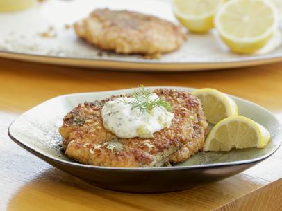 Michael Voltaggio - Swordfish Milanese with Dill Pickle Tartar Sauce, as seen on Guy's Ranch Kitchen, Season 2.