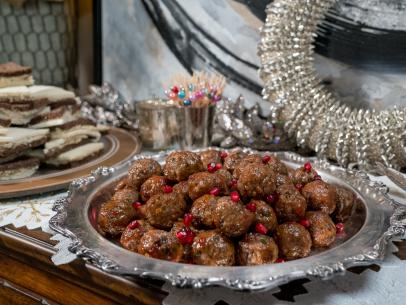 Food beauty of sweet and spicy meatballs, as seen on Food Network’s Trisha’s Southern Kitchen Season 13