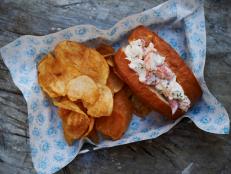 Freshly Made Lobster Rolls on split-top bread with chips from Peacemaker Restaurant in St. Louis MO. by Chef/Owner Kevin Nashan