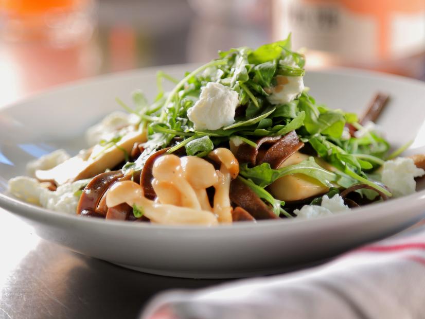 The Porcini Noodle Stroganoff with Goat Cheese and Sebastopol Mushrooms as Served at Zazu Kitchen and Farm in Sebastopol, California, as seen on Diners, Drive-Ins and Dives, Season 29.