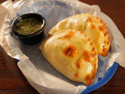 The Spicy Chicken Empanada as Served at Fat Tummy Empanadas in San Antonio, Texas, as seen on Diners, Drive-Ins and Dives, Season 29.
