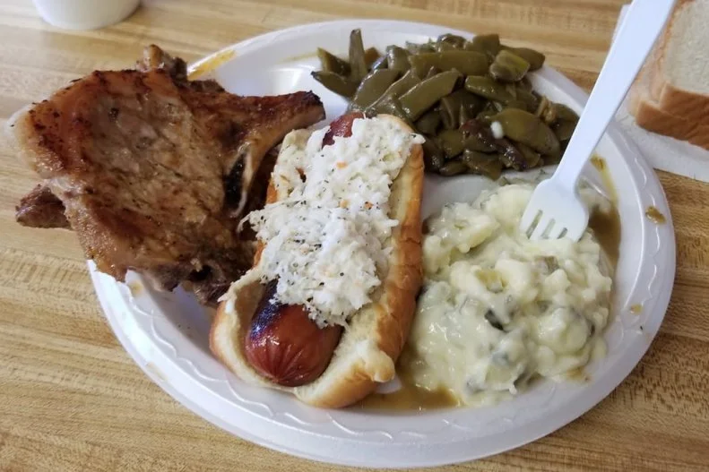 Set just across the Kentucky border, a short drive north of Nashville, Monroe County (and some of the surrounding counties) is famous for a unique style of barbecue. At places like R & S Barbecue in Tompkinsville, pork steaks are sliced into oblong strips from a frozen Boston butt with a bandsaw. Each slice is grilled above a hickory coal-fired pit for about 30 to 45 minutes and coated in a thin and sweet peppery dip, then served with a side of vinegar slaw. The cook time is a heck of a lot shorter than the eight-hours-plus used for many other cuts of pork, but somehow these steaks still manage to pick up a heck of a lot of flavor from the coals.