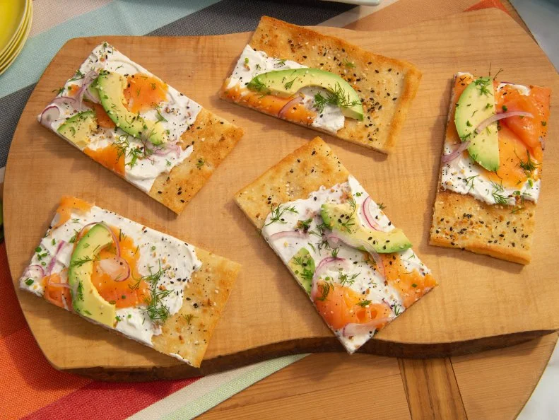 Smoked salmon and avocado everything pizza, as seen on The Kitchen, Season 19.