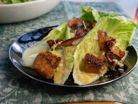 Caesar Salad with Spicy Pancetta and Cornbread Croutons