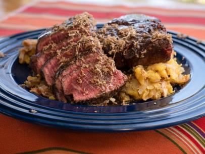 Chef Marc Murphy's Filet of Beet with Sauce Perigourdine, as seen on Guy's Ranch Kitchen, Season 2.