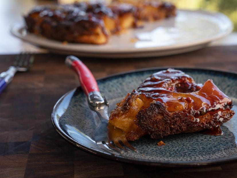 Chef Alex Guarnaschelli's Pineapple Upside Down Cake with Pink Pepporcorn Caramel, as seen on Guy's Ranch Kitchen, Season 2.