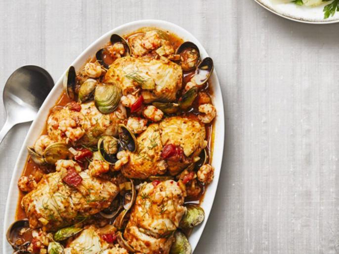 CrabStuffed Flounder Rolls with Shrimp and Cockles Recipe Food