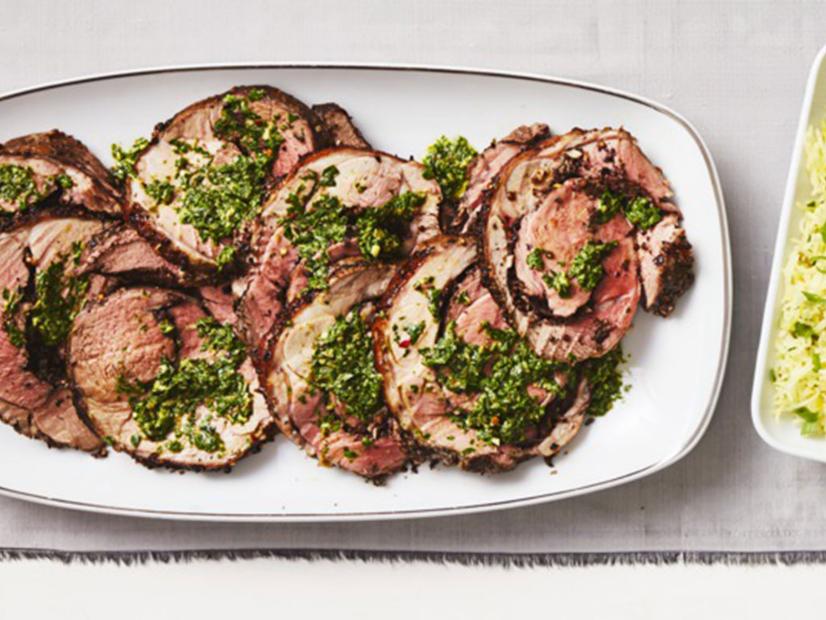 Olive-Stuffed Lamb Roulade with Salsa Verde Recipe | Food Network ...