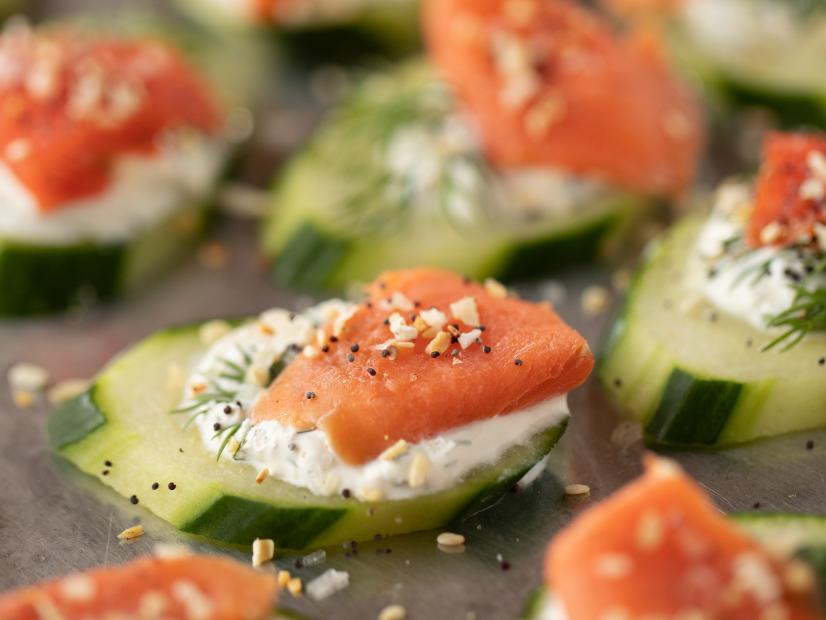 Close-up of Salmon and Cucumber Bites, as seen on The Pioneer Woman, Season 20.
