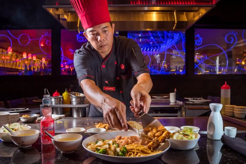 For the price of a meal here, you get dinner and a show. Japanese steakhouses (also known as hibachi or teppanyaki restaurants) are notoriously great for entertainment but so-so for actual food. Amura is one of Orlando's better sushi houses, and its hibachi tables are a notch above the chains'. Your kids will giggle, and so will you, if your cook rolls an egg across the grill and then talks about serving an "egg roll." The standard menu includes soup or salad plus sides, but you might want to add on a sushi roll or tuna tataki starter to get a taste of the restaurant's other half. Then go for the steak or shrimp entree, or upgrade to the Celebration Dinner Cruise with lobster tail and filet mignon.