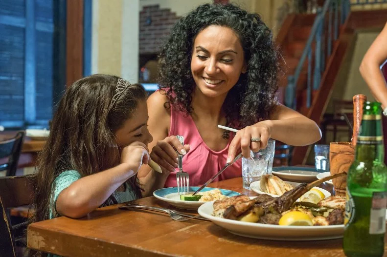 Here's how an evening at Taverna Opa will play out: Upon entering, you'll say, "OMG, it's too loud; I can't do this." Once you sit, you'll be shocked by how much you like the food. Over time, with the help of ouzo or without, you'll be leading the family through belly dancing, Zorba dancing around the restaurant with other guests, tossing napkins in the air while gleefully shouting "Opa!" and, just possibly, dancing on the table. But back to that food: Meals begin with hummus you make yourself with a wooden mortar and pestle, then proceed to flavorful grilled meats plus Greek classics including stuffed grape leaves, the flaming cheese called saganaki, tender octopus and lemony potatoes. The kids can go the mac 'n' cheese route if they prefer.