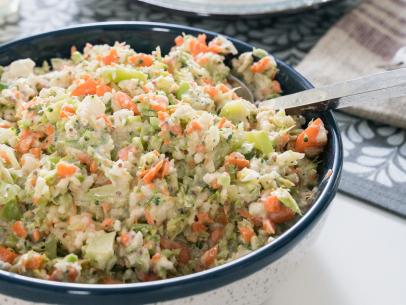 Food beauty of cole slaw with honey mustard dressing, as seen on Food Network’s Trisha’s Southern Kitchen Season 13