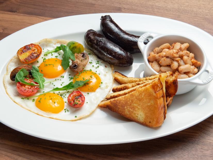 Host Tyler Florence's full English breakfast, as seen on Worst Cooks In America, Season 15.