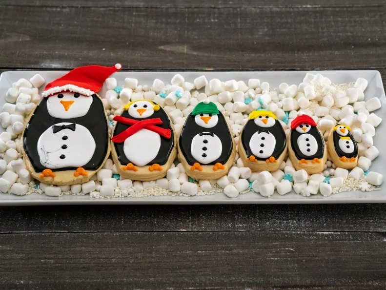 Contestant Adija Smith's dish "Penguin Nesting Dolls", Almond Sugar Cookie with Vanilla Royal Icing during the first round, The Decorating Challenge, "Christmas Nesting Doll Cookies", as seen on Christmas Cookie Challenge, Season 2.