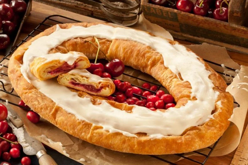 Wisconsin's Scandinavian roots have caused it to go crazy for kringle, an oversized, flaky, filled and frosted pastry that's maneuvered into pretzel shapes or rings. And Racine's O&H Danish Bakery has been racking up awards for its version since 1949, undertaking a three-day process that uses traditional methods and results in kringle sporting 36 paper-thin layers. Further endearing the Olesen family's pastries to the state is the fact that they're made with ingredients exclusive to Wisconsin, from local cream cheese to Door County cherries and cranberries fresh from the bogs.