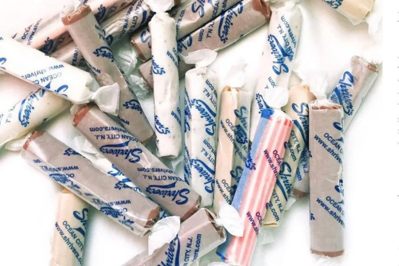 Whatever images are conjured when you think of the Jersey Shore, don't forget about saltwater taffy, which has been around much longer than a certain reality-TV series. Once again the result of an accident â   either because an assistant inadvertently added seawater to candy batter, or a rogue storm flooded a batch, depending on which origin story you believe â   the recipe does indeed contain salt and water, albeit not obtained directly from the ocean. Get your chewy, stretchy nuggets at Shriver's, the oldest business on Ocean City's boardwalk, which mixes flavors like grape, peanut butter, molasses and spearmint in with the traditional salt.