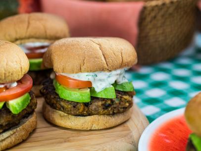 Katie Lee makes Beef, Bean and Veggie Burgers, as seen on Food Network's The Kitchen