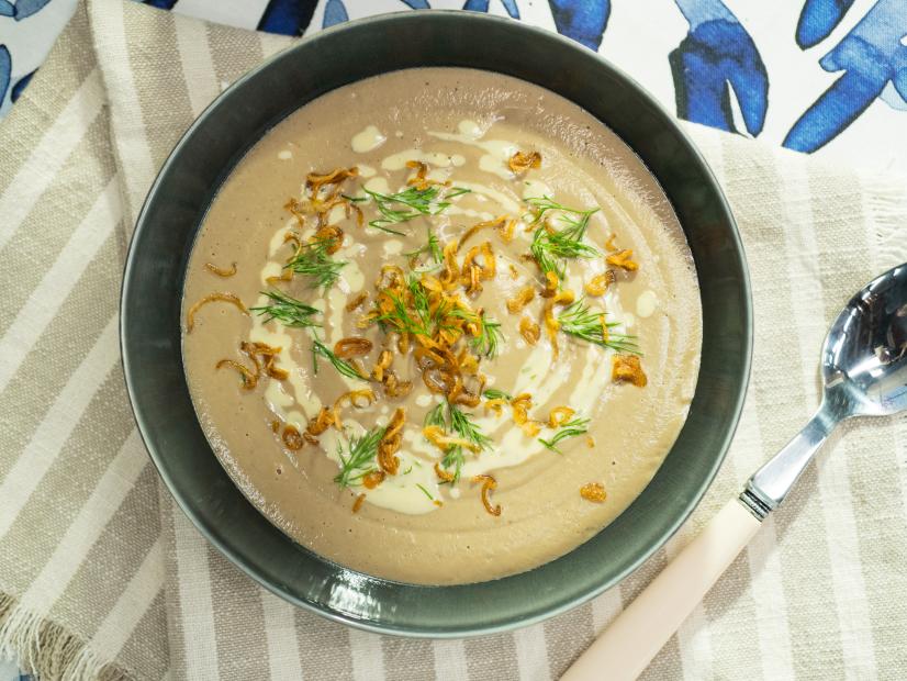 Geoffrey Zakarian makes Cream-less Mushroom Soup, as seen on Food Network's The Kitchen