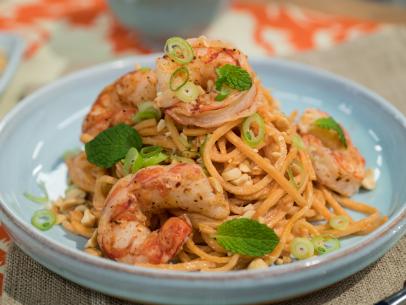 Jeff Mauro makes Thai Peanut "Swoodles" with Charred Shrimp, as seen on Food Network's The Kitchen