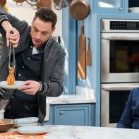 Jeff Mauro makes Thai Peanut "Swoodles" with Charred Shrimp, as seen on Food Network's The Kitchen