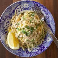 Close-up of Linguini with Clam Sauce, as seen on The Pioneer Woman, Season 18.