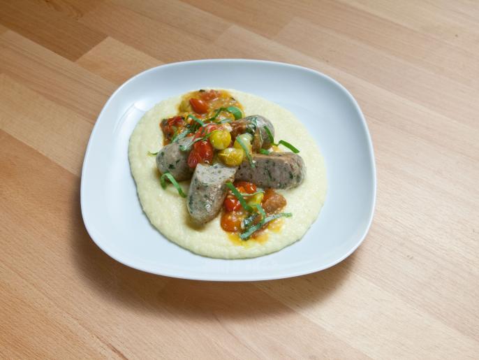 Sausage with Creamy Polenta and Tomato Sauce Recipe Anne Burrell