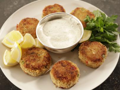 Close-up of Fish and Lobster Cakes