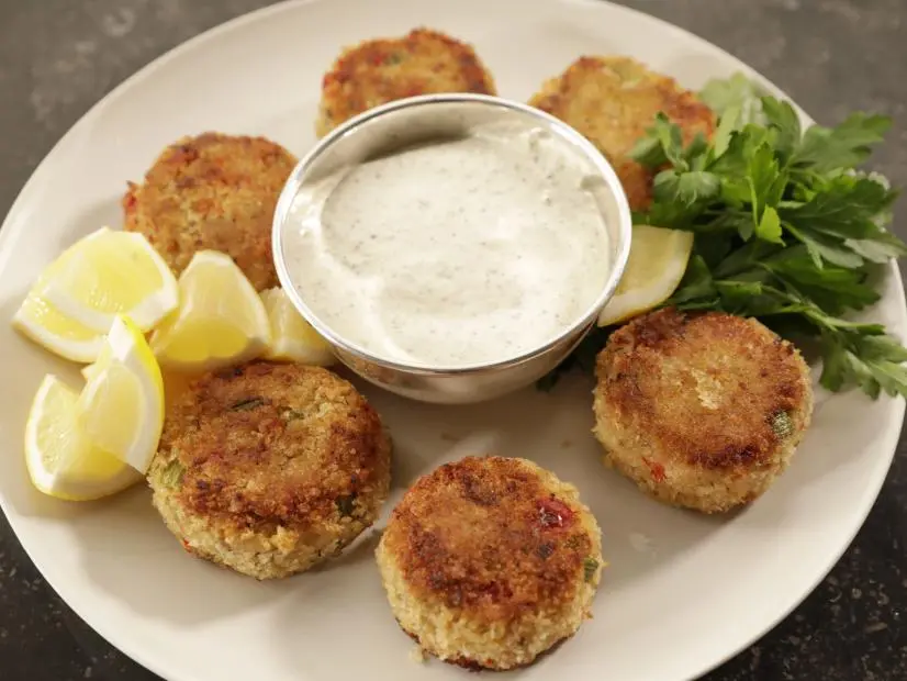 Close-up of Fish and Lobster Cakes