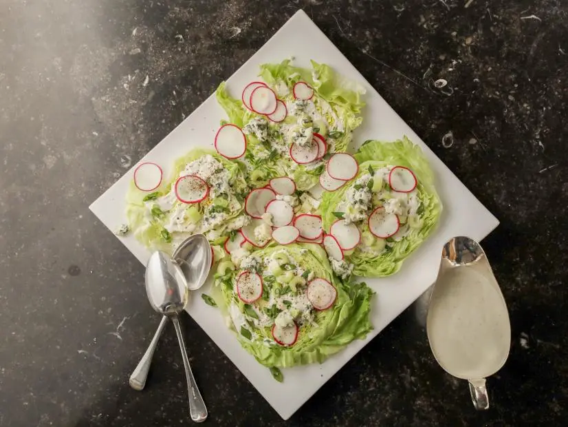 Close-up of Crunchy Ice Berg Salad with Blue Cheese