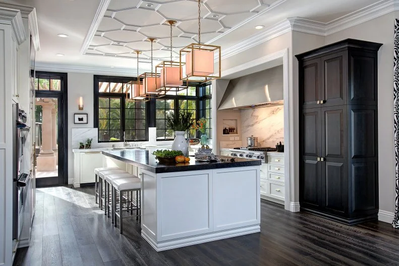 White Chef Kitchen With Big Island