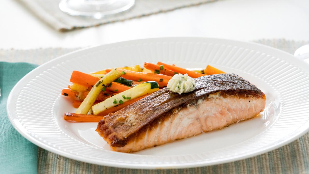 Salmon with Minced Herb Butter