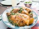 Beauty of roasted lemon chicken with spring onion chimichurrie, as seen on Food Network’s Trisha’s Southern Kitchen Season 11
