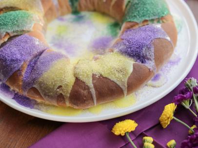 King Cake as seen on Valerie's Home Cooking Spicy Mud's New Orleans Favorites episode, season 7.