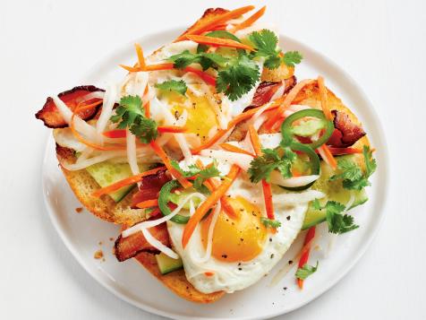Bacon and Egg Sandwiches with Spicy Pickled Daikon and Carrots