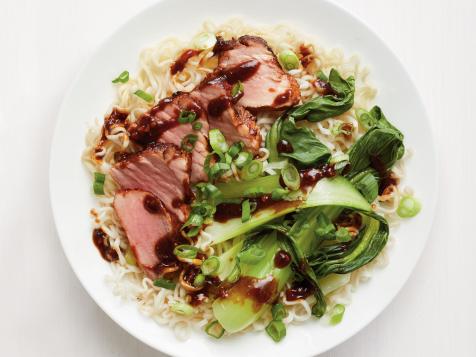 Hoisin and Honey-Glazed Pork with Bok Choy and Noodles