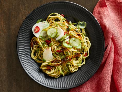 Lo Mein with Ginger-Scallion Sauce and Pickled Vegetables